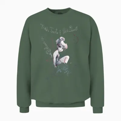 Disney Peter Pan Tinker Bell Believe Drawing Portrait Unisex Sweatshirt - Military Green