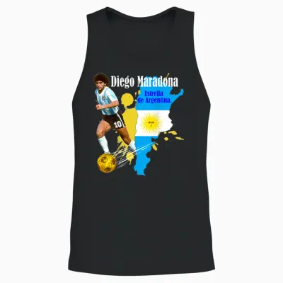 Diego Maradona 005 Back Printed T-Shirt, Black, S Unisex Tank Top - Black