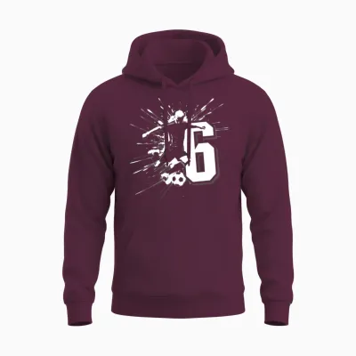 6th Birthday 6 Years Soccer Football Player Unisex Hoodie - Maroon