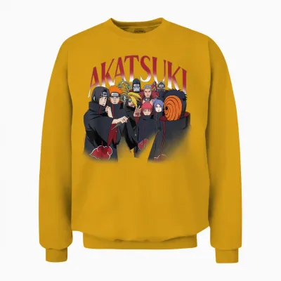 Naruto Shippuden Akatsuki Group Pose 90's Style Anime Unisex Sweatshirt - Gold