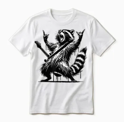 Raccoon Rock and Roll Rock&roll Raccoon Playing Guitar Rock & Roll Unisex T-Shirt - White