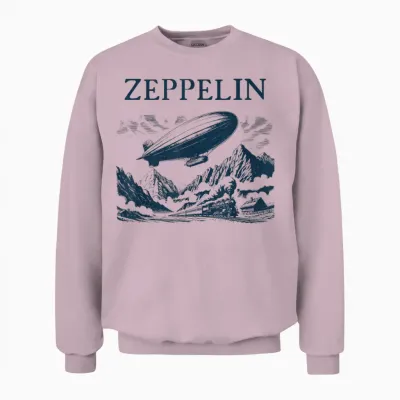 Zeppelin Airship Journey - Zeppelin Flying Unisex Sweatshirt - Light Pink