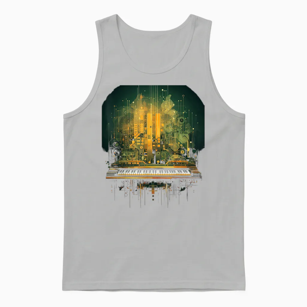 Modular Synthesizer Elektronische Musik Mit Keyboard Analog Unisex Tank Top in Ash