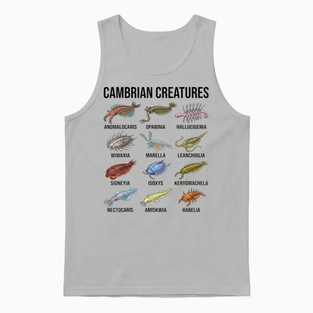 Cambrian Creatures Paläontology Fossil Marine Life Unisex Tank Top in Ash
