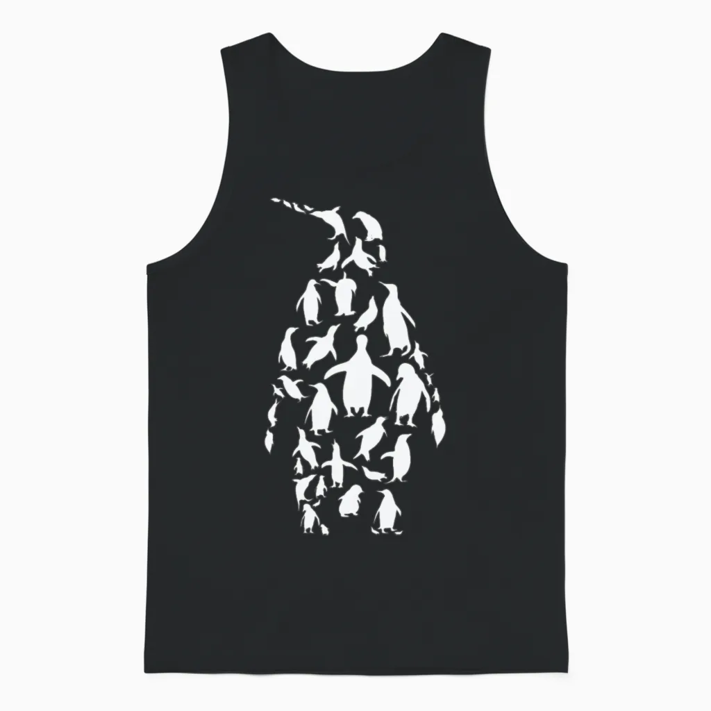 Penguin Penguins Silhouette Unisex Tank Top in Black