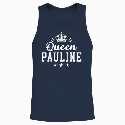 Femme Prénom Humour Cadeau Personnalisé Queen Pauline Unisex Tank Top - Navy