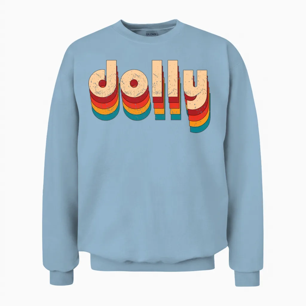 Retro Dolly Name Unisex Sweatshirt in Light Blue