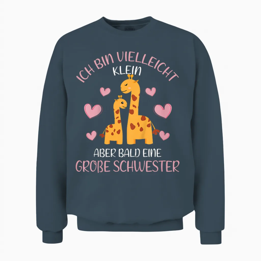 Ich Bin Bald Eine Große Schwester 2026 Giraffe Girls' Unisex Sweatshirt in Dark Heather