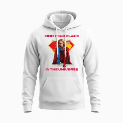 Supergirl 2026 Find Your Place Crouch Unisex Hoodie - White