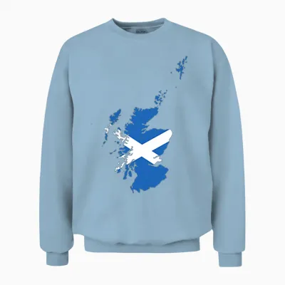 Scotland Flag of Scotland Outline - Scotland T-Shirt, Black Unisex Sweatshirt - Light Blue