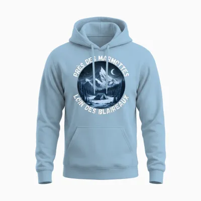 Near Marmots Away Badger Quote Forest Mountain T-Shirt, Black, S Unisex Hoodie - Light Blue