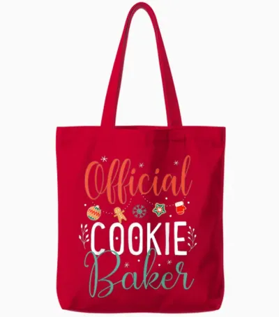Official Cookie Baker Funny Christmas Couples Matching Tote Bags - Red
