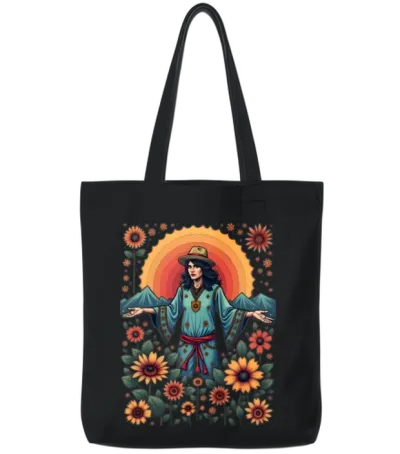 Groovy Vibes: Retro Style Tote Bags - Black