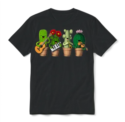 Funny Cactus Unisex T-Shirt - Black