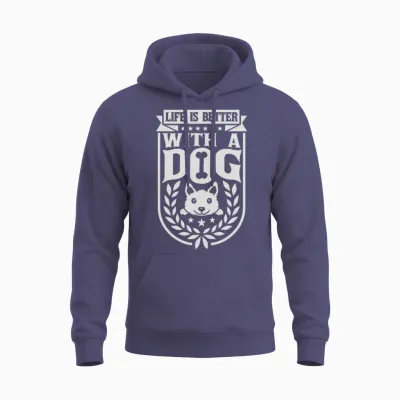 Better with a Dog Unisex Hoodie - Heather Sport Dark Navy