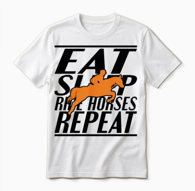 Eat Sleep Horses - Horse Lovers Unisex T-Shirt in White