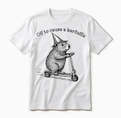 Off to Cause a Kerfuffle Funny Hamster Scooter Chaos Unisex T-Shirt - White
