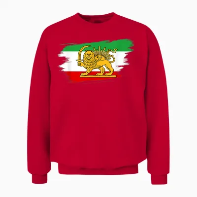 Iran for Men and Women Iranian Flag Lion Persian T-Shirt, Black Unisex Sweatshirt - Red