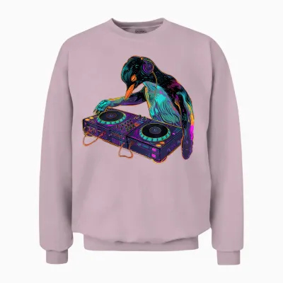 Pinguin Musik Dj House Musik Artwork Plattenspieler Dj Pinguin Unisex Sweatshirt - Light Pink