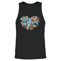 Sesame Street Design Heart with Cookie Monster Unisex Tank Top - Black – 2