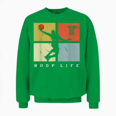 Basketball Hoop Life Player Retro Gift Men Boys Unisex Sweatshirt - Irish Green