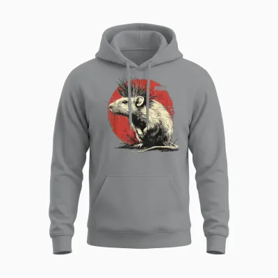 Punk Rock Rat Unisex Hoodie - Sport Grey