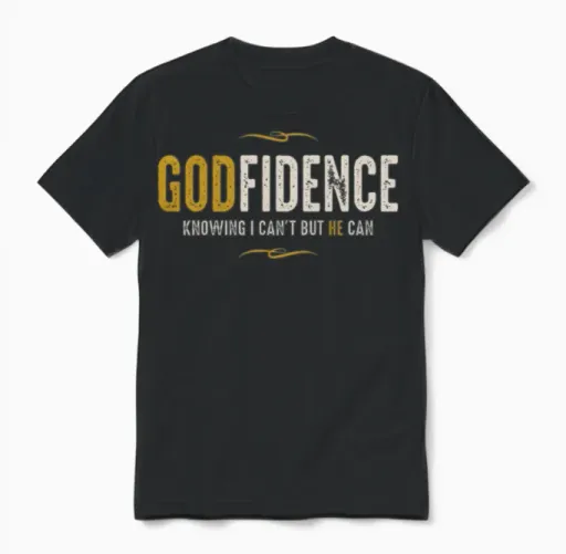 Faith-Inspired - Godfidence I Can't He Can Unisex T-Shirt in Black