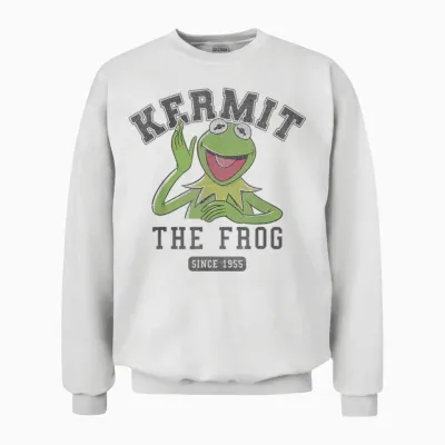 Disney the Muppets Kermit the Frog Since 1955 Collegiate Unisex Sweatshirt - White
