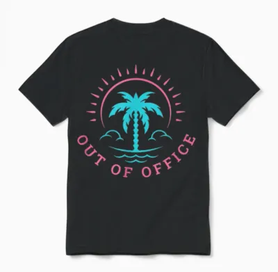 Retro Out of Office Summer Beach Holiday No Work T-Shirt, Black, S Unisex T-Shirt - Black