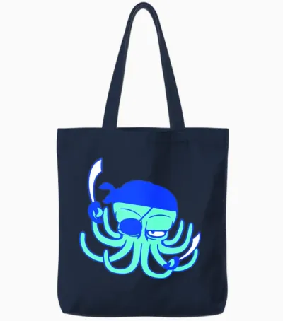 Octopus Pirate Crew Captain Sailor Buccaneer Sail Tote Bags - Navy