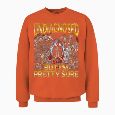 Undiagnosed Adhd - Edgy Skeleton Bootleg Hard Skeleton Meme Unisex Sweatshirt - Orange