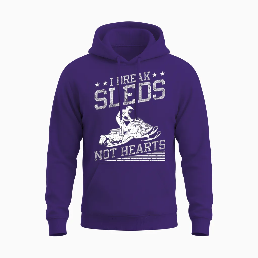 Funny Snowmobile Riding Unisex Hoodie in Purple
