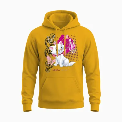Aristocats Marie Meow Butterfly Cat T-Shirt, Black Unisex Hoodie - Gold