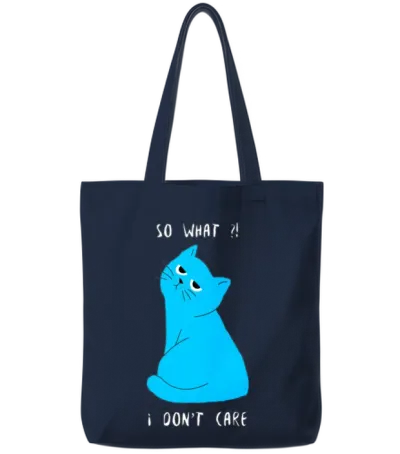 Funny Cool Cat Tote Bags - Navy