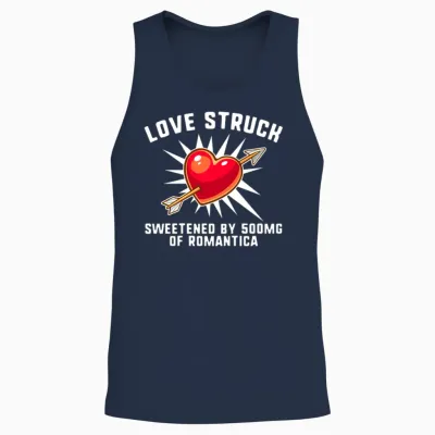 Valentines Day Shirt, Love Struck Sweetened By Unisex Tank Top - Navy