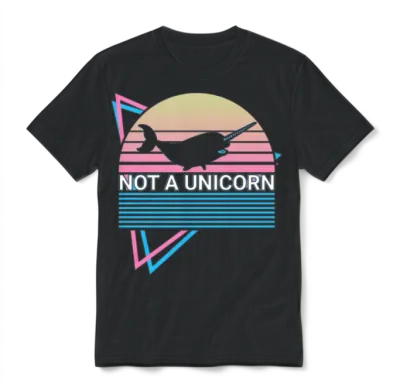 Narwhal Retro Unisex T-Shirt - Black