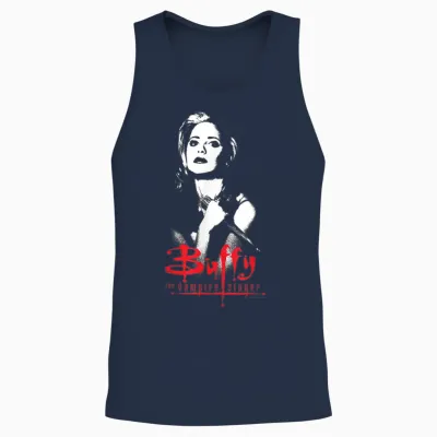 Buffy the Vampire Slayer Buffy Summers Distressed Hero T-Shirt, Black Unisex Tank Top - Navy