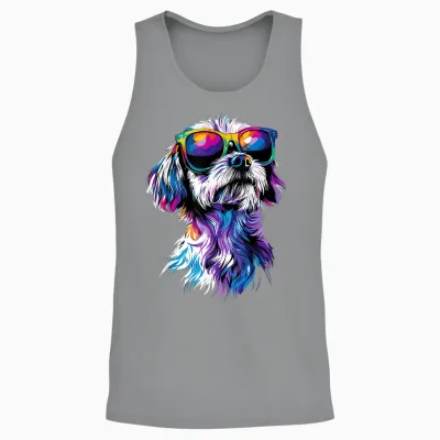 Malteser Mit Sonnenbrille Maltese Hunde Liebe Süßer Malteser Unisex Tank Top - Sport Grey