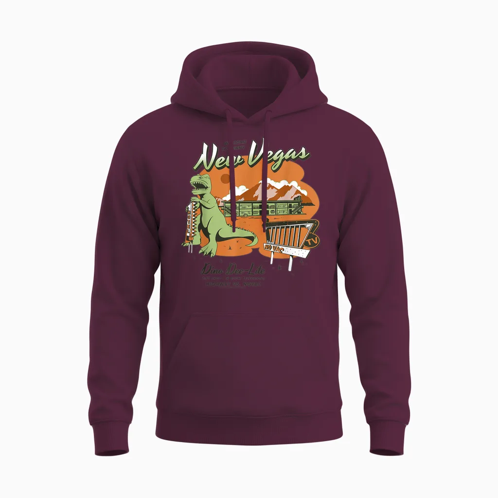 Fallout Welcome to New Vegas Dino Dee-Lite Video Game Unisex Hoodie in Maroon