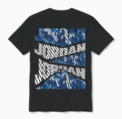 Diagonal Jordan Camo Pattern Blue Camouflage Unisex T-Shirt - Black
