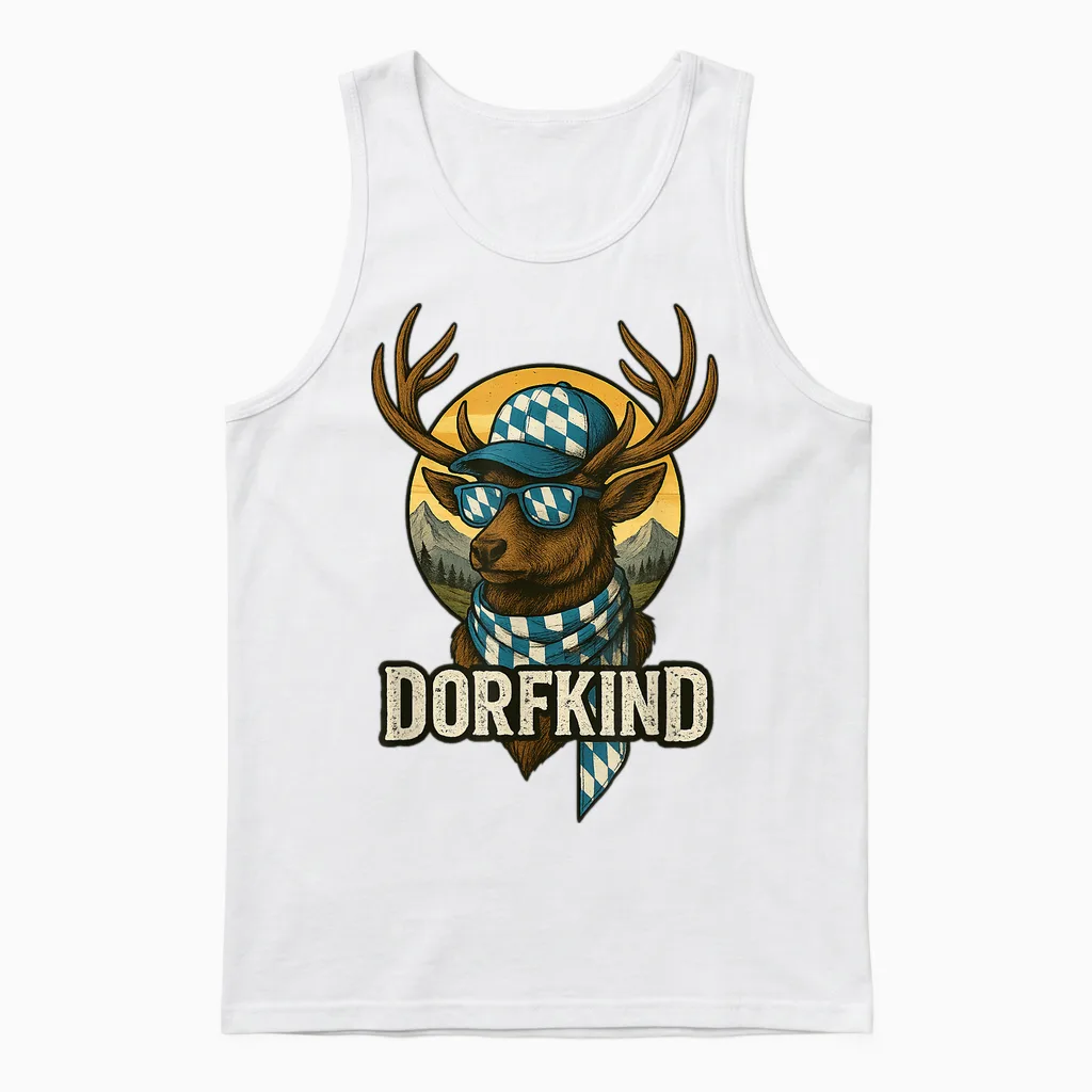Dorfkind Bayern Herren Trachtenshirt Kinder Jungen Trachten Unisex Tank Top in White