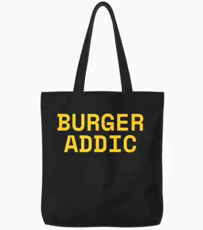 Burger Addict Funny Fast Food Lover Lover Foodie Tote Bags - Black