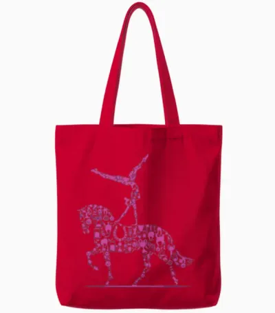 Pink Horse Vaulting Tote Bags - Red
