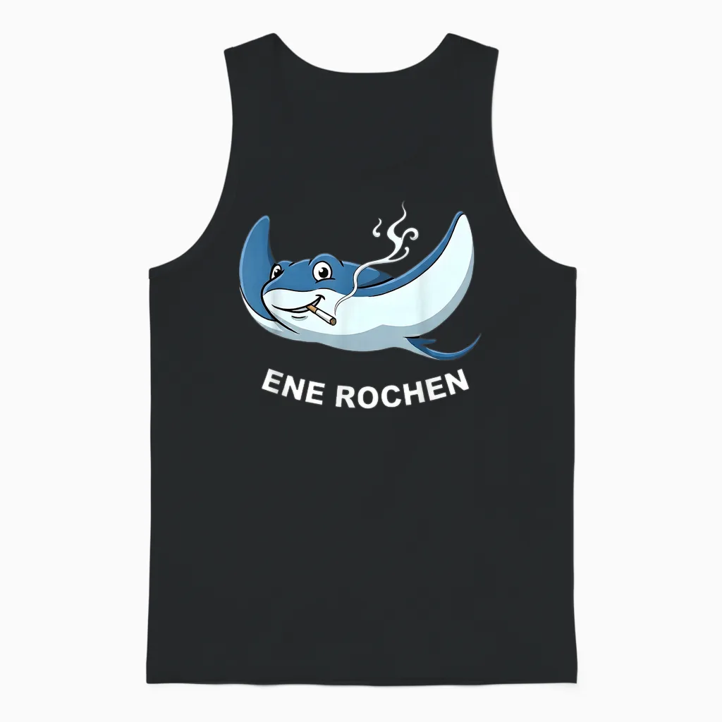 T-Shirt with "ene Rochen" Funny Smoker Sayings Unisex Tank Top in Black