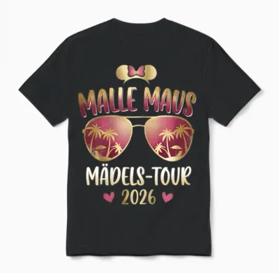 Malle Maus - Mädels Tour 2026 Party Outfit Damen Unisex T-Shirt - Black