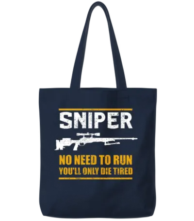 Sniper No Need to Run - Rifle Club Shooting Sports Tote Bags - Navy