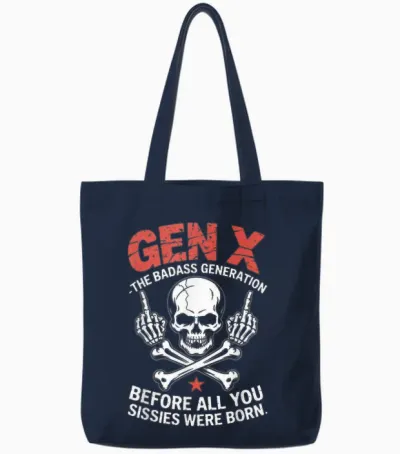Gen X the Badass Generation Skull Major Tote Bags - Navy
