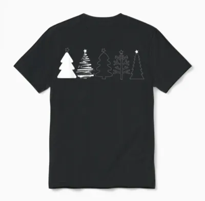 Rustic Christmas Trees Winter Forest Minimalist Unisex T-Shirt - Black