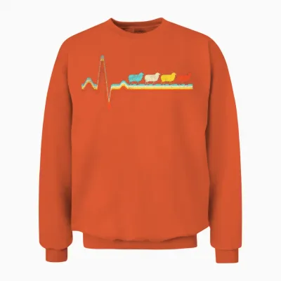 Sheep Retro Heartbeat Unisex Sweatshirt - Orange