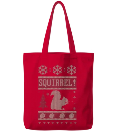 Squirrel Christmas Tote Bags - Red